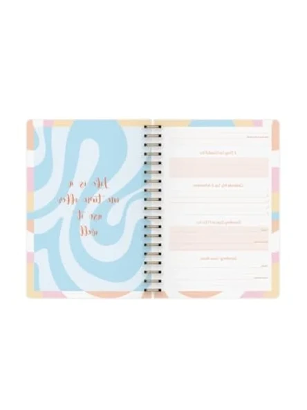Spiralli Ajanda Defter - Marble Desen, 17x24 cm - Resim 3