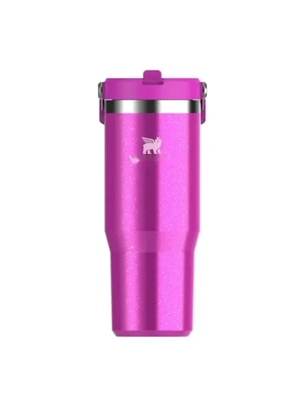 0.89 Litre Kapasiteli Pipetli Termos Bardak - Simli Pembe ürün görseli 1