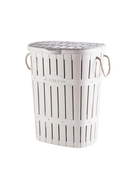 Hafif Plastik Bambu Halatlı Kirli Çamaşır Sepeti, 65 L ürün görseli 1