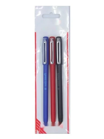 0.7 mm Yağ Bazlı Kapaklı Roller Kalem - Siyah-Kırmızı-Mavi ürün görseli 1