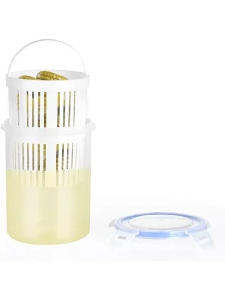 Zeytinlik ve Turşuluk Saklama Kabı | 1,5 Litre | Süzgeçli ve Klipsli Kapak ürün görseli 1