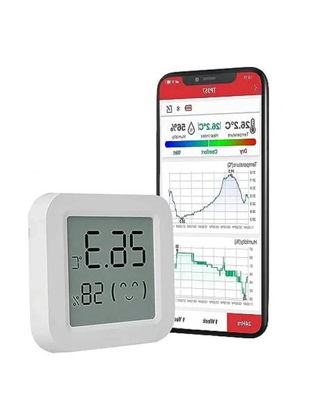 Dijital Isı ve Nem Ölçer, Bluetooth Bağlantılı, LCD Ekran ürün görseli 1