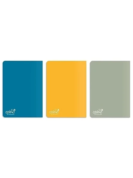 A4 Çizgili Karton Kapaklı Defter - 3'lü Paket, Mavi, Gri, Sarı ürün görseli 1