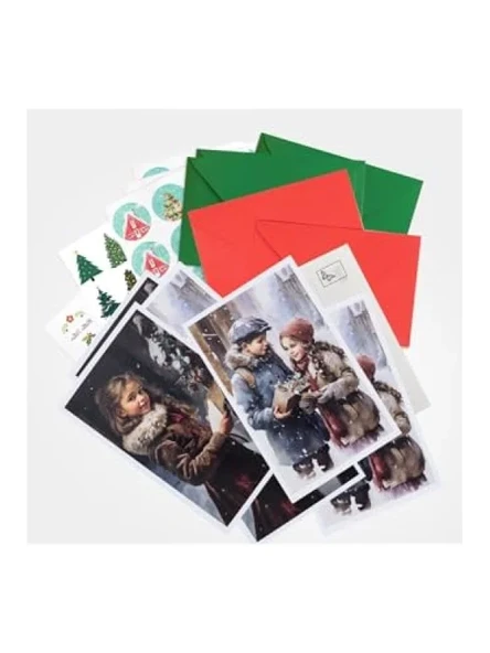 Yılbaşına Özel 15 Parça Kartpostal, Zarf ve Sticker Seti ürün görseli 1