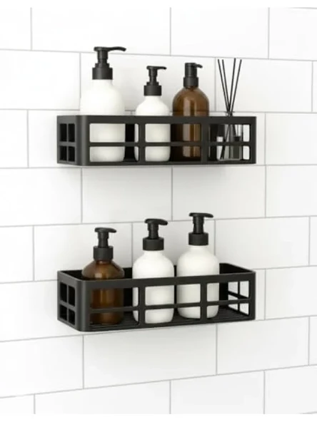 2 Adet Yapışkanlı Banyo Organizer Rafı, Suya Dayanıklı ürün görseli 1