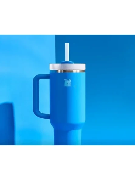 Pipetli Termos Bardak, Mavi, 0.89 Litre - Resim 2