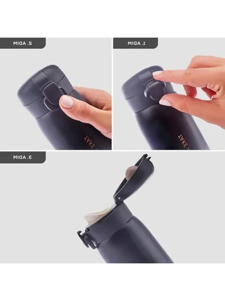 Sızdırmaz Siyah Çelik Termos - 350 ml Kapasite - Resim 3