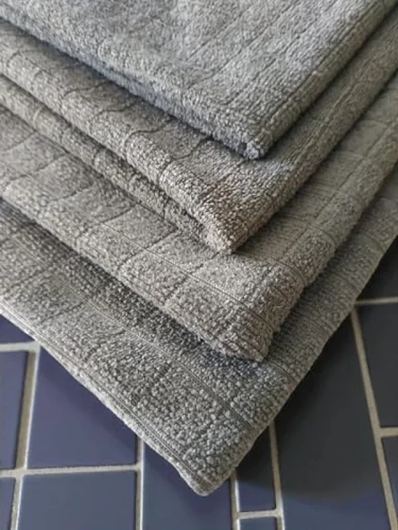 Mikrofiber Süper Emici 4'lü Havlu Seti - Çok Amaçlı Bez (40x40 cm, Gri) ürün görseli 1