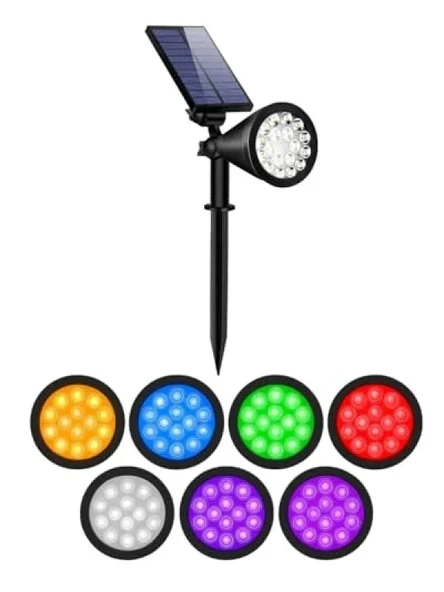 Güneş Enerjili RGB Spot Bahçe Aydınlatması - 18 LED ürün görseli 1