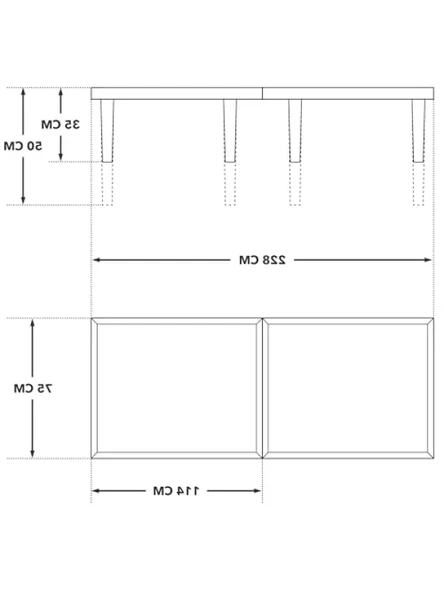 Çok Amaçlı Katlanır Ahşap Masa - 75x228 cm - Resim 2