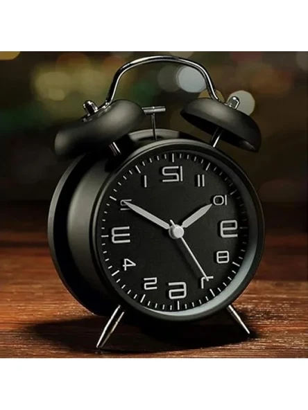 Yüksek Zil Sesine Sahip Sessiz Alarm Masa Çalar Saat, Büyük Boy, Siyah ürün görseli 1