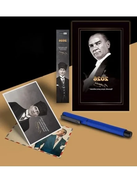 2026 Yılına Özel Atatürk Temalı Ajanda ve Ayraç Seti - Lacivert ürün görseli 1