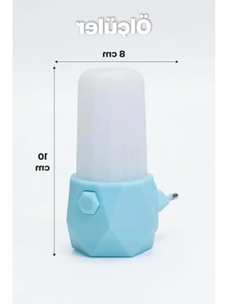 Prizma Şeklinde Gece Lambası, Mavi Renk - Resim 2