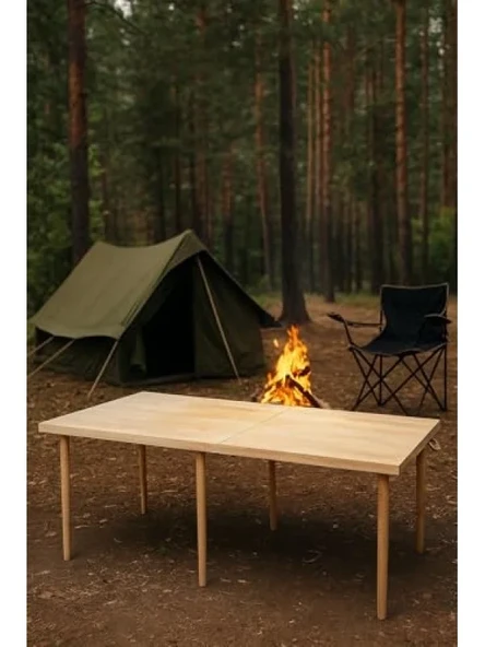 Katlanır Ahşap Piknik ve Kamp Masası - 70x150 cm ürün görseli 1