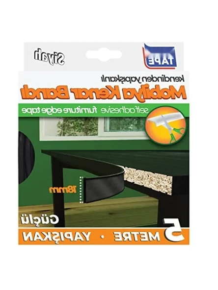 Yuvarlak Mobilya Masa Kenar Bandı - 18 mm x 5 mt, Siyah ürün görseli 1