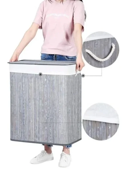 Hasır Katlanır Çamaşır Sepeti - 72 Litre - Resim 3