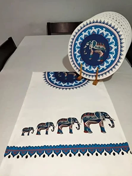 Etnik Desenli 6'lı Supla ve Runner Seti, 45x135 cm ürün görseli 1