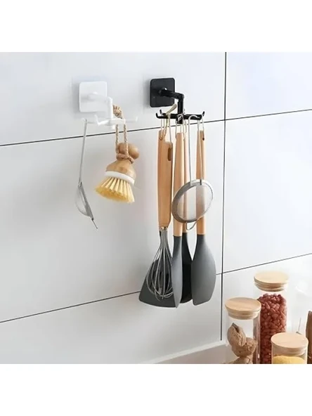360° Döner Yapıştırmalı Askılık – 6 Kancalı, Mutfak ve Banyo Organizeri ürün görseli 1