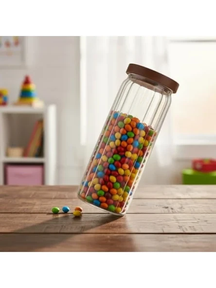 Hava Geçirmez Cam Kavanoz - Uzun Çizgili Tasarım (1250 ml) ürün görseli 1