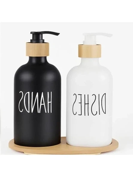 2'li Siyah Beyaz Sıvı Sabunluk Seti - 500 ml Kapasiteli ürün görseli 1
