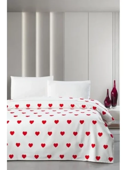 %100 Pamuk Çift Kişilik Pike Yatak Örtüsü, 220x230 cm, Kırmızı ürün görseli 1
