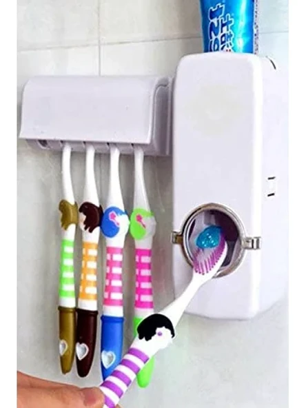 Otomatik Diş Macunu Sıkacağı ve 5 Diş Fırçalı Set ürün görseli 1