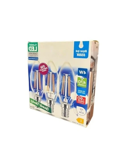 4W LED Filament Mum Ampul, E14 Duy, 6500K Beyaz Işık ürün görseli 1