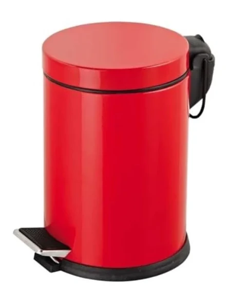 Paslanmaz Pedallı Çöp Kovası - 3 Litre Kırmızı ürün görseli 1