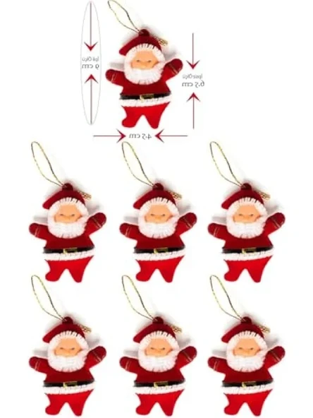 Yılbaşı Çam Ağacı Süsü, Noel Baba 6'lı Set - Resim 3