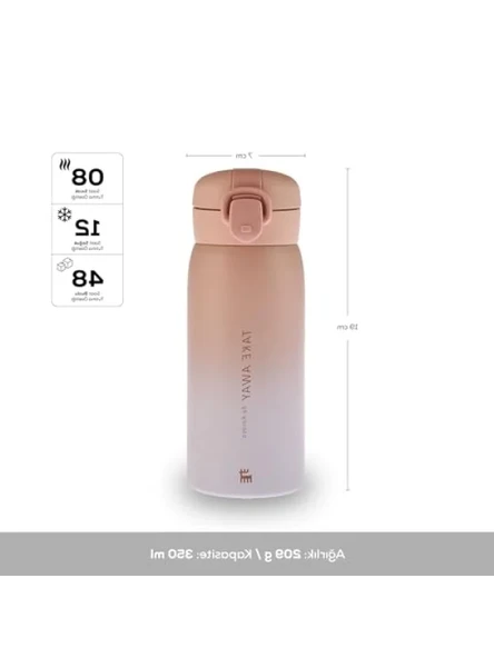 Sızdırmaz Çelik Termos 350 ml - Pembe - Resim 2