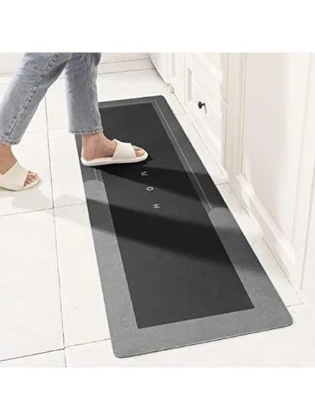 Kaymaz Altlı Süper Emici Banyo Paspası 40x120 cm - Koyu Gri ürün görseli 1