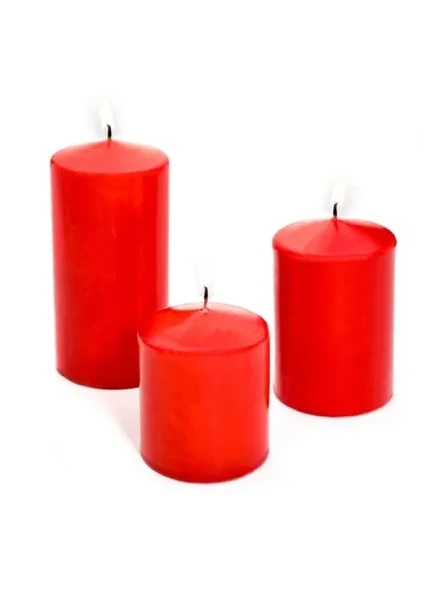 Kırmızı Silindir Mum Seti (5,5 cm, 7,5 cm, 10 cm) ürün görseli 1