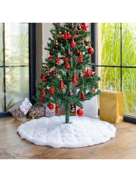 Yılbaşı Çam Ağacı Altı Halısı - Peluş Beyaz, 80x80 ve 100x100 cm ürün görseli 1