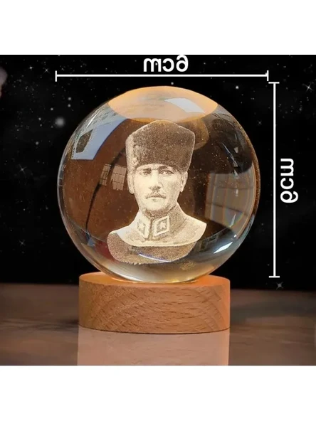 Göz Yormayan Işıklı Cam Küre - Ahşap Stand ile - Resim 2