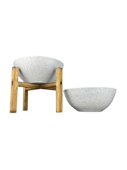 Beyaz Granit İkili Set Toprak Saksı 20 cm Çap ürün görseli 1