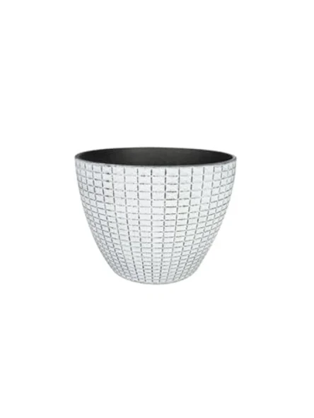 Beyaz Desenli 22 cm Plastik Saksı ürün görseli 1