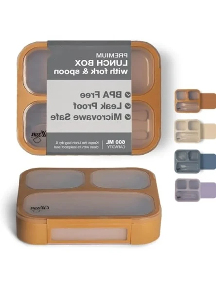 Çatal ve Kaşıklı Bento Beslenme Kutusu Seti - Caramel ürün görseli 1