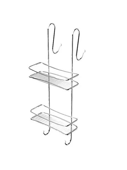 2 Katlı Krom Duş Rafı Sabunluk - 11x25x60 cm ürün görseli 1