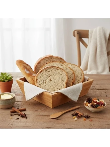 Kare Orta Boy Bambu Ekmeklik/Meyvelik, 20 cm ürün görseli 1