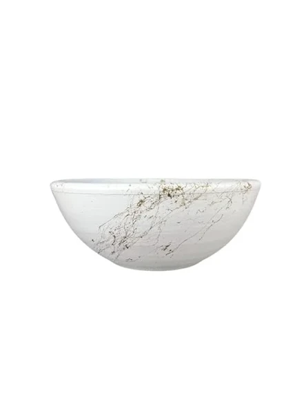 Beyaz Gold Mermer Efektli 20 Cm Çapında Bitki Sunumluk Saksı ürün görseli 1