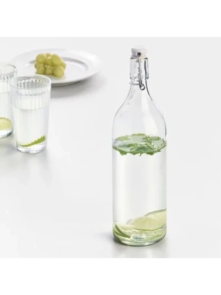 1 Litre Kapasiteli Cam Su Şişesi - Resim 3