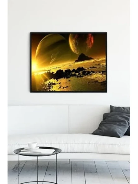 Uzay Temalı Sanatsal Çerçeveli Tablo - 50x70 cm ürün görseli 1