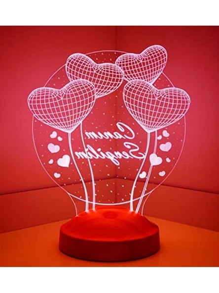 3D Led Lamba - Kalp Şeklinde Sevgililer Günü Hediyesi ürün görseli 1
