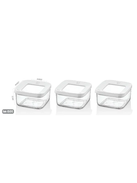 Kare Saklama Kabı Seti, 3x350 ml - Resim 3