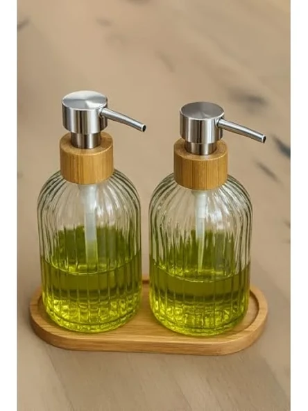 Modern Cam Sıvı Sabunluk Seti, 300 ml - 2'li ürün görseli 1