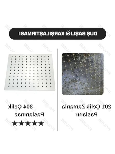 Kare Slim Tepe Duş Başlığı - 30x30 cm Paslanmaz Çelik - Resim 3
