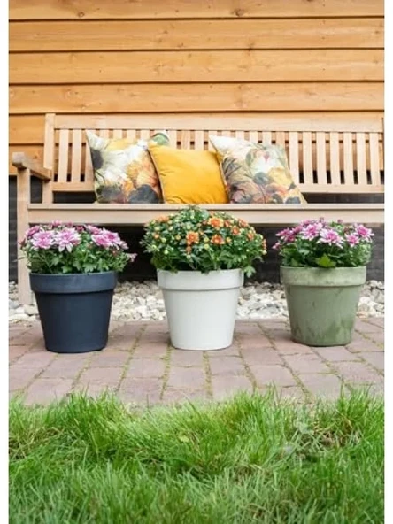 25x23 cm Gri Plastik Saksı - Resim 2