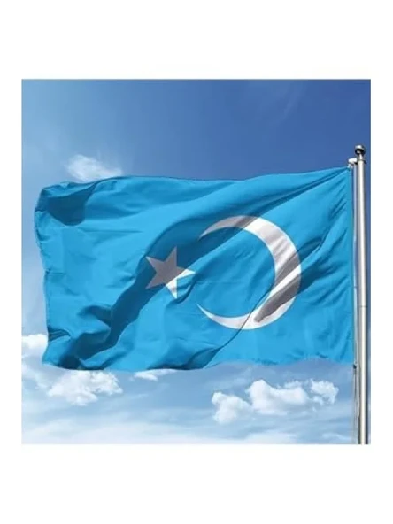 Doğu Türkistan Milli Bayrağı 70x105 cm Raşel Dijital Baskı ürün görseli 1
