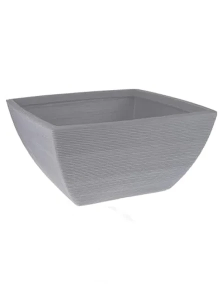 Yivli Gri Plastik Kare Saksı, 52x52x25 cm ürün görseli 1