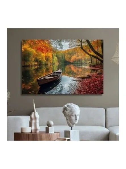 Dikdörtgen Kanvas Duvar Tablosu - Sandal ve Göl Manzarası (100 x 70 cm) ürün görseli 1